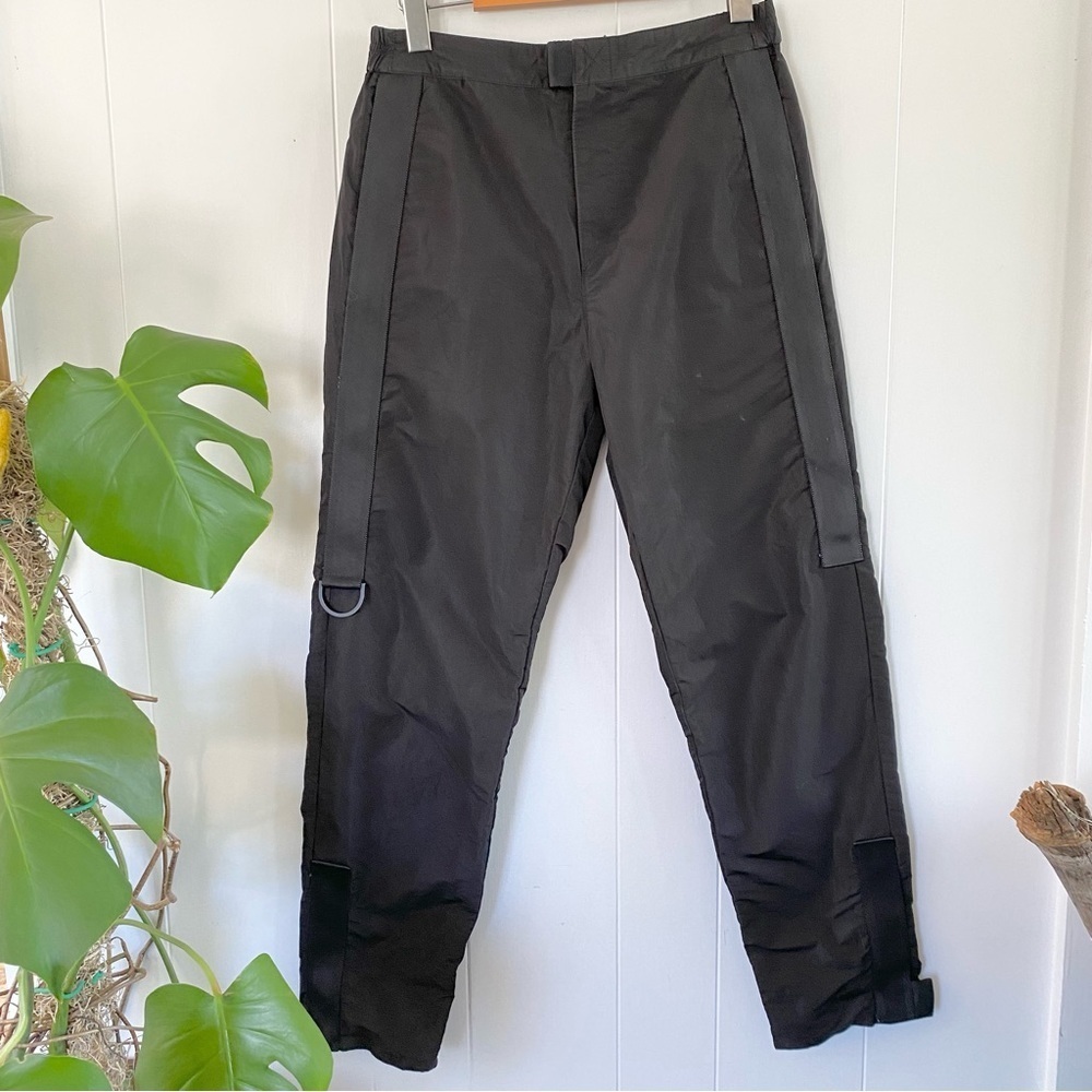 ALEXANDER Wang Utility Pants Metal Polyester Zipper Zip Ankles Track Black Retro
